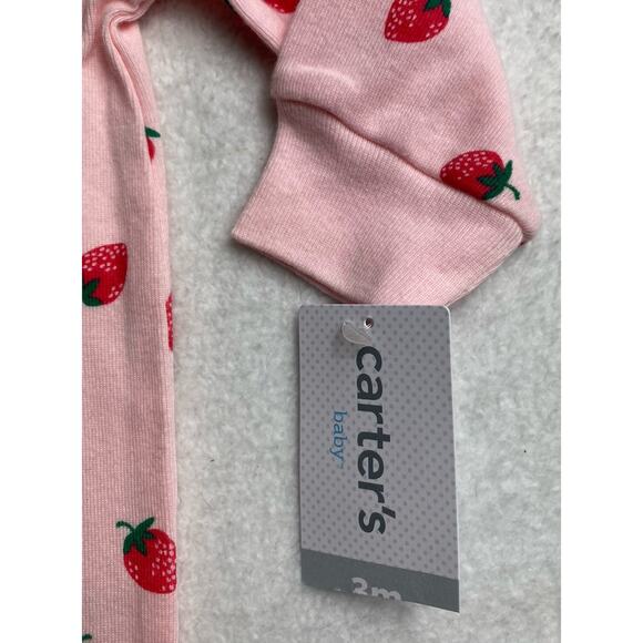 Carter’s Baby Girl Strawberry Footless Sleeper Pink One-Piece Pajamas 3M - Picture 4 of 10